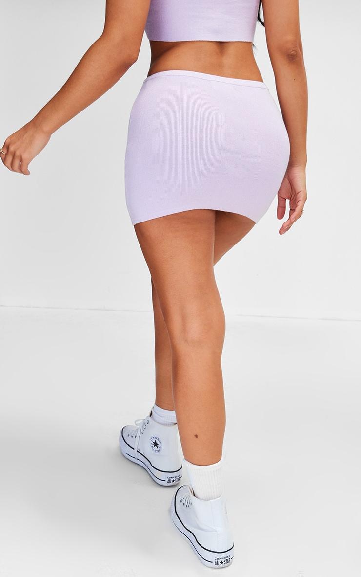 Petite Lilac Knitted Micro Mini Skirt With Flower Details Product Image