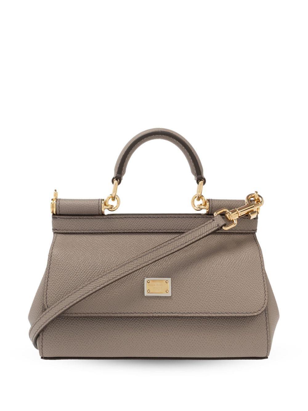 Sicily Small Leather Shoulder Bag In Grey Product Image