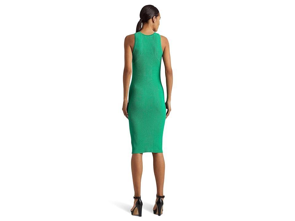 LAUREN Ralph Lauren Rib-Knit Sleeveless Dress (Palm Leaf) Women's Clothing Product Image