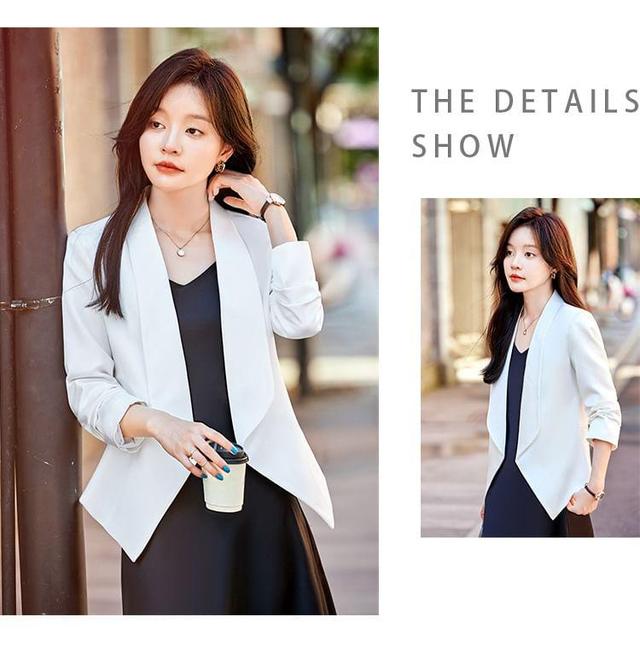 Shawl Lapel Plain Open Front Blazer Product Image