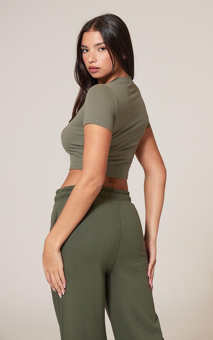 Olive Sculpt Short Sleeve Crop Gym Top Product Image