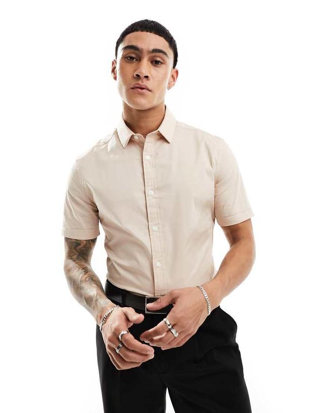 ASOS DESIGN skinny short sleeve poplin shirt Product Image