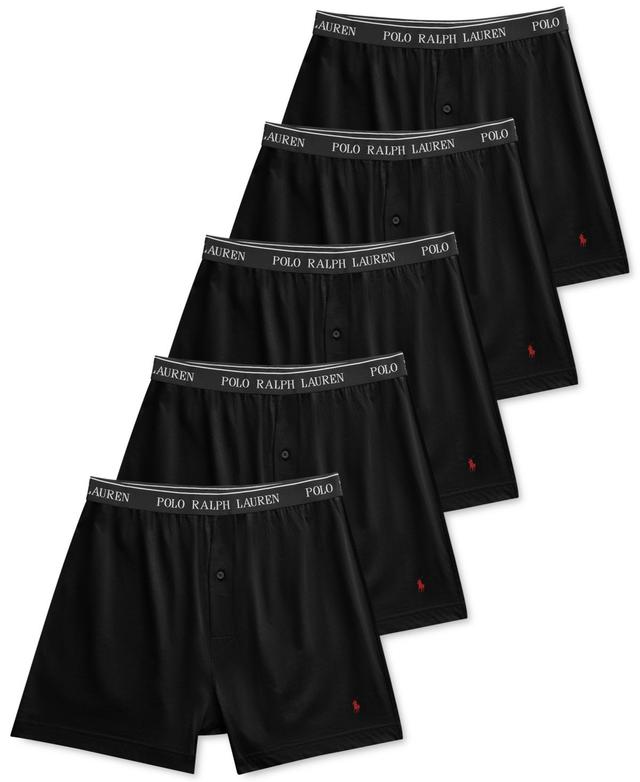 Men's 5-pack Classic-fit Cotton Knit Boxers In Polo Black Product Image