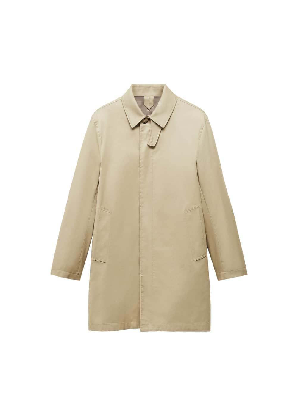 MANGO MAN - Cotton trench coat with collar detail beigeMen Product Image