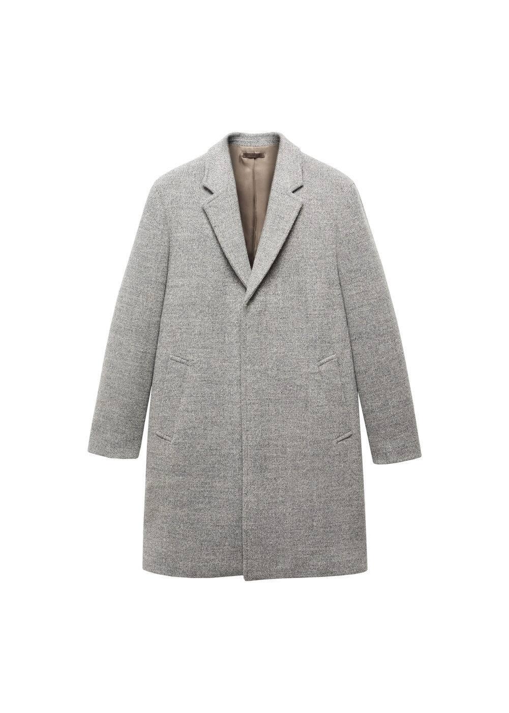 MANGO MAN - Herringbone pattern wool coat medium heather greyMen Product Image