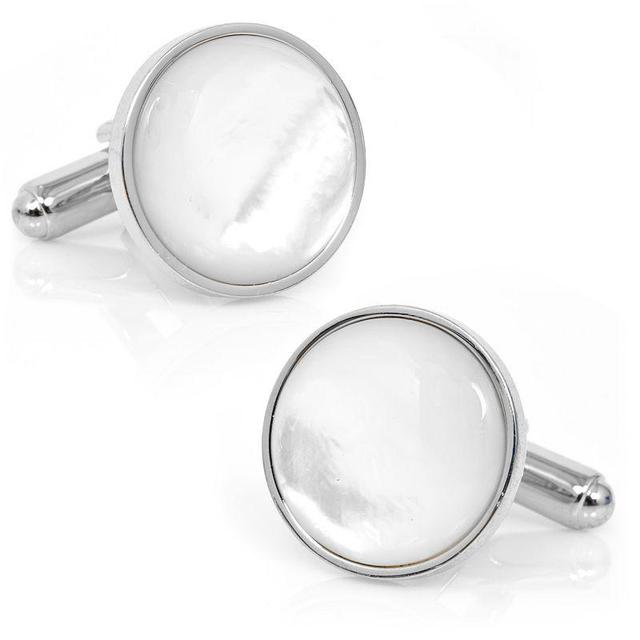 Mens Sterling Silver & Mother Of Pearl Cufflinks Product Image