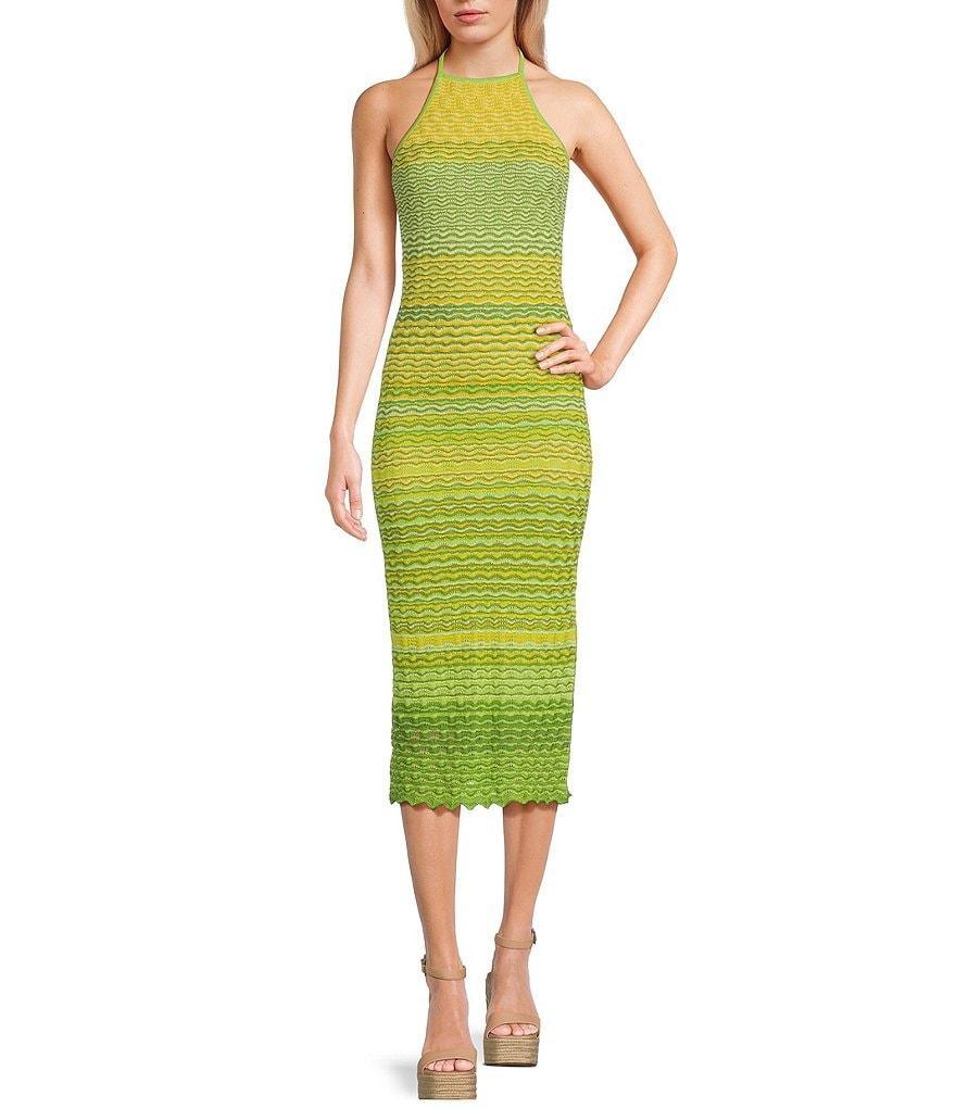 GB Metallic Crochet Halter Midi Dress product image