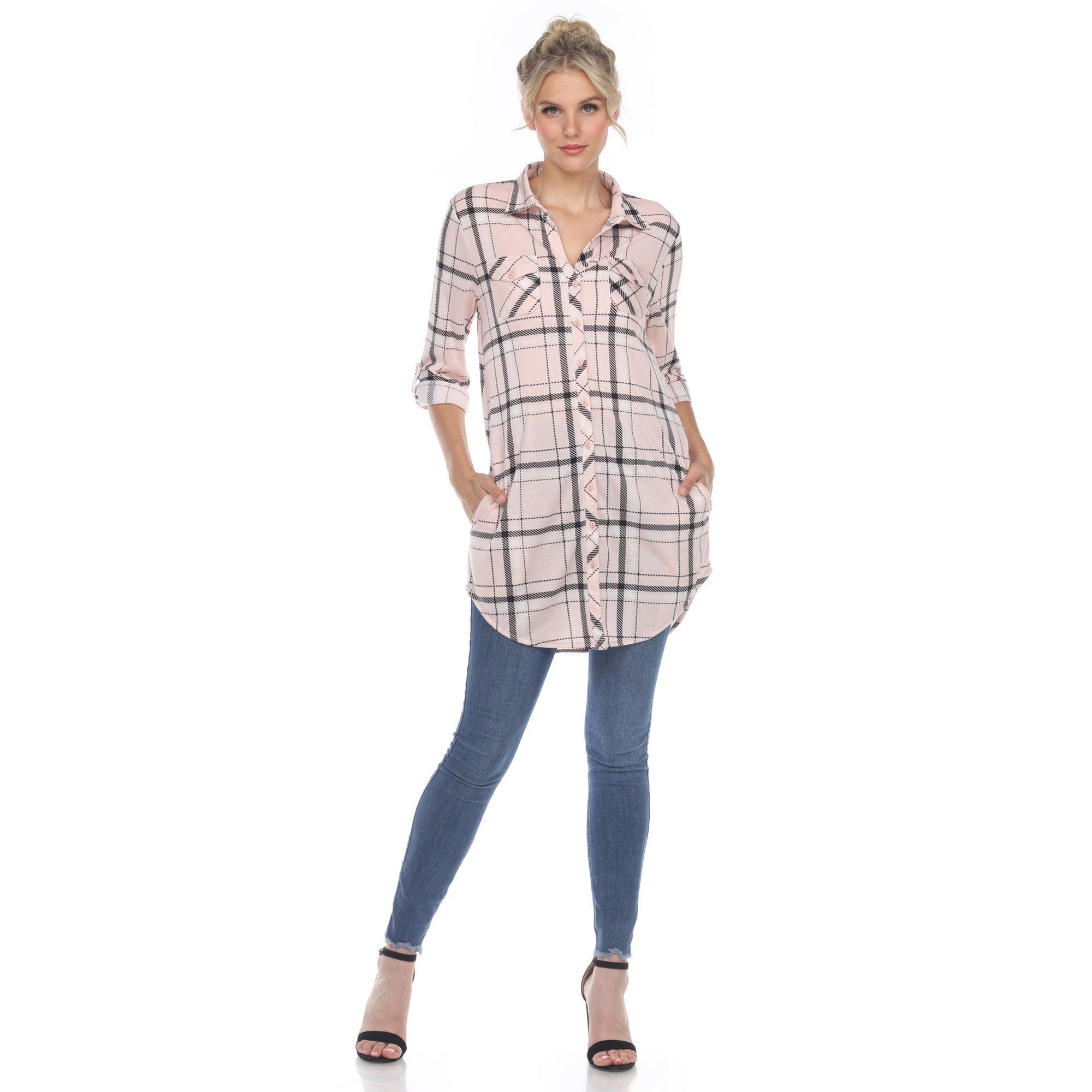 Women's Plaid Tunic Shirt Product Image