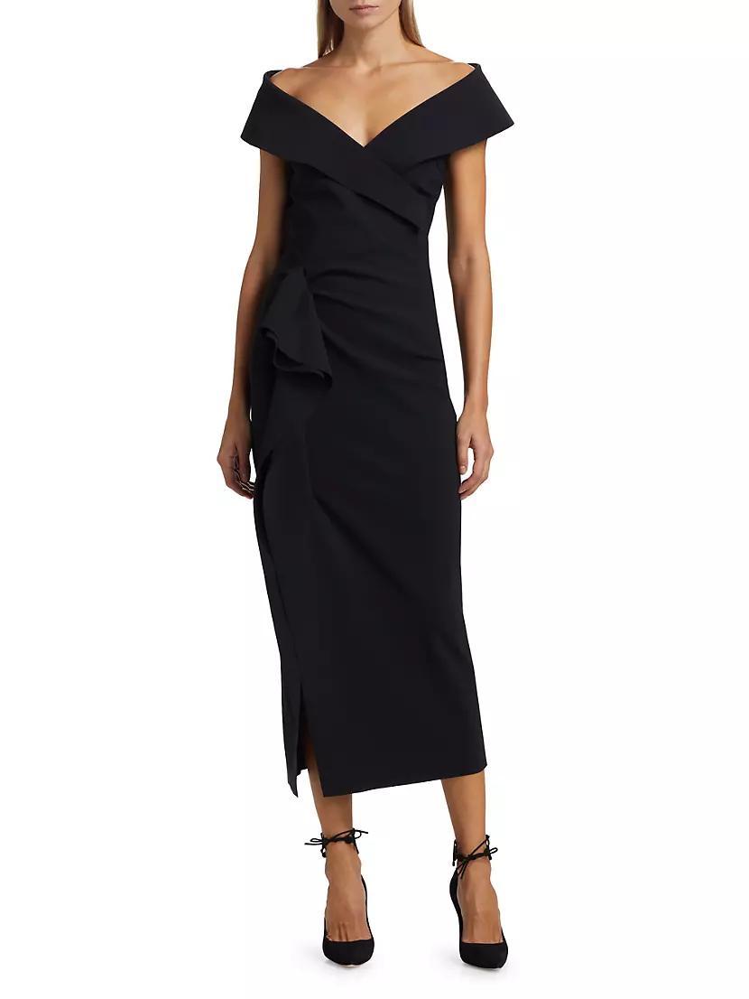 Norshana Portrait-Neck Midi Cocktail Dress Product Image