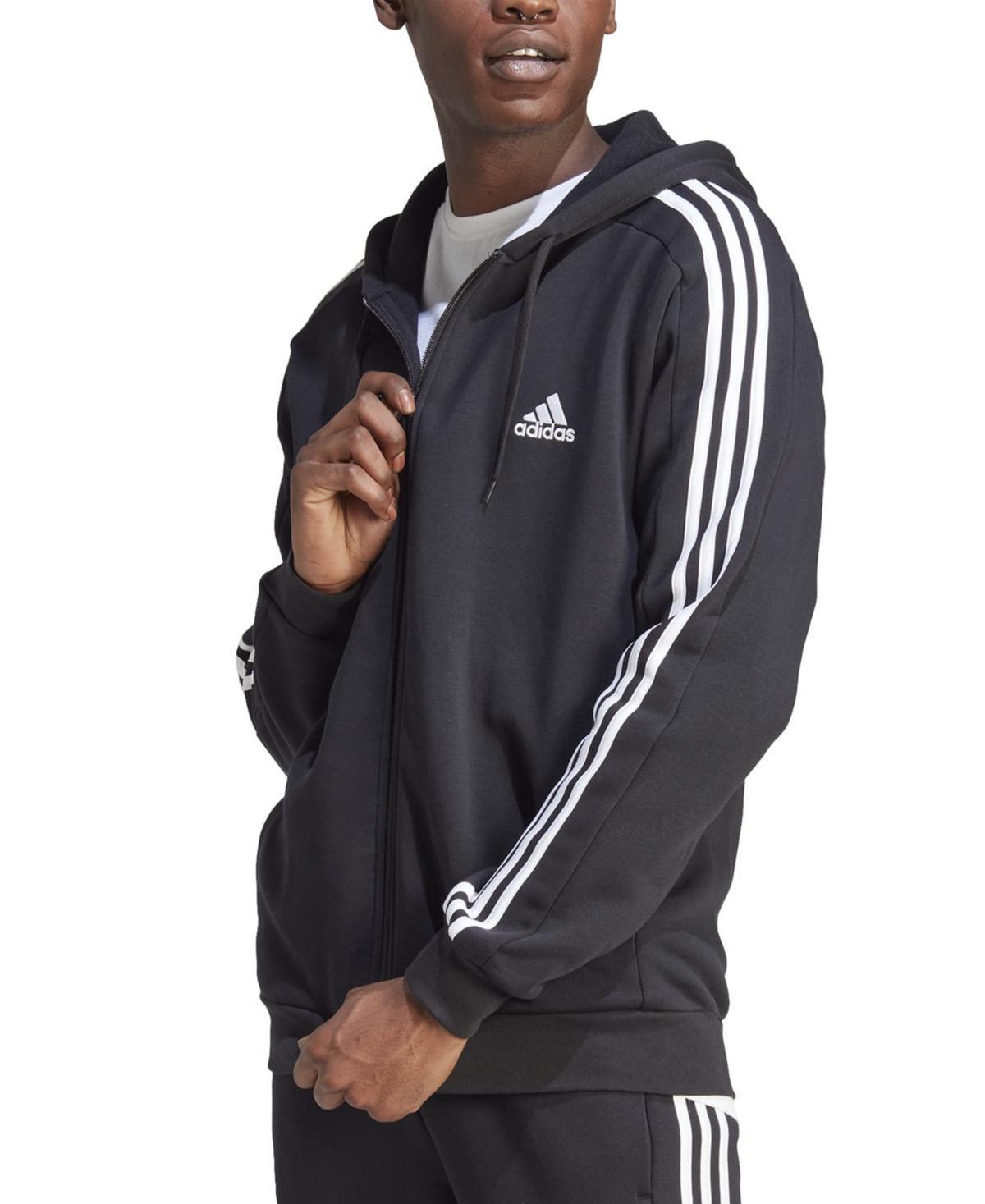 Mens adidas Sportswear Essentials Fleece 3-Stripes Full-Zip Hoodie Med Blue Product Image