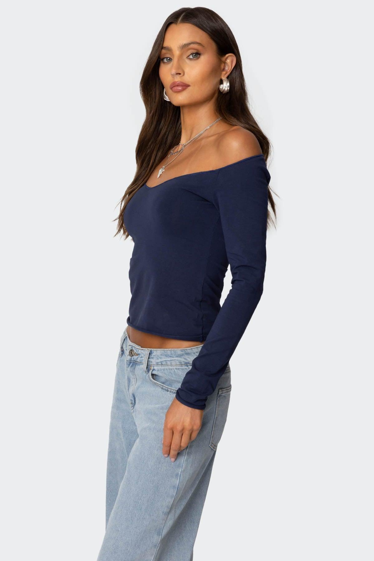 Nattie Off Shoulder V Neck Top Product Image