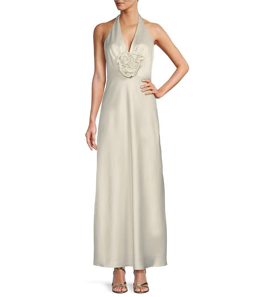 Antonio Melani Rosalea Rosette Satin Halter Dress Product Image