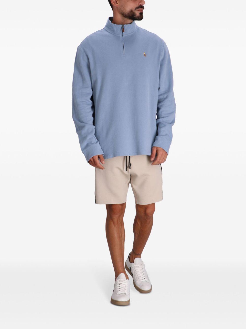 POLO RALPH LAUREN Embroidered-logo Cotton Sweatshirt In Blue Product Image