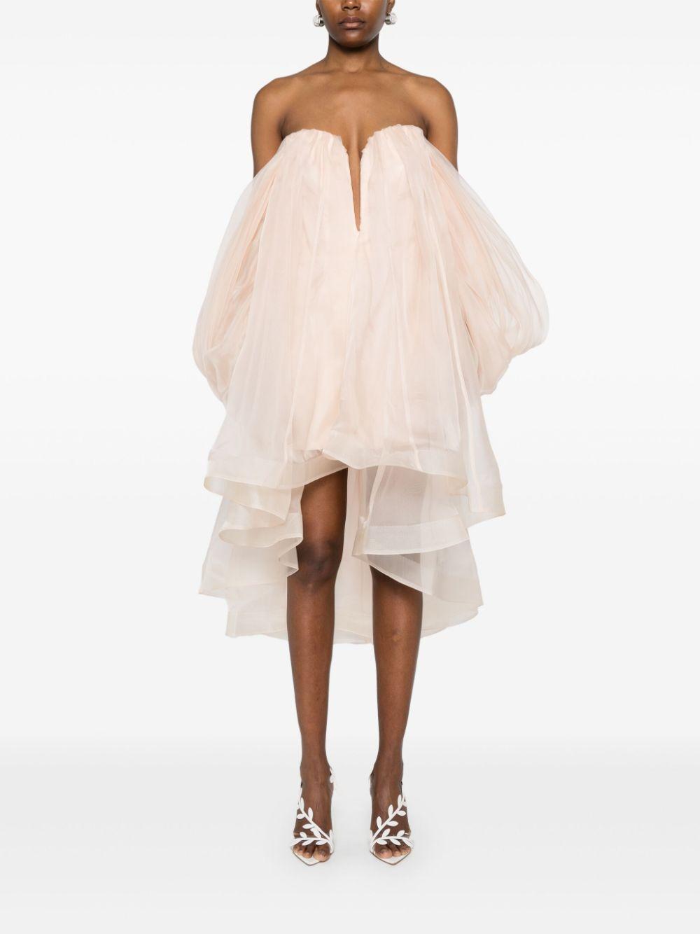 ZIMMERMANN Crush Strapless Silk Mini Dress In Peach Product Image