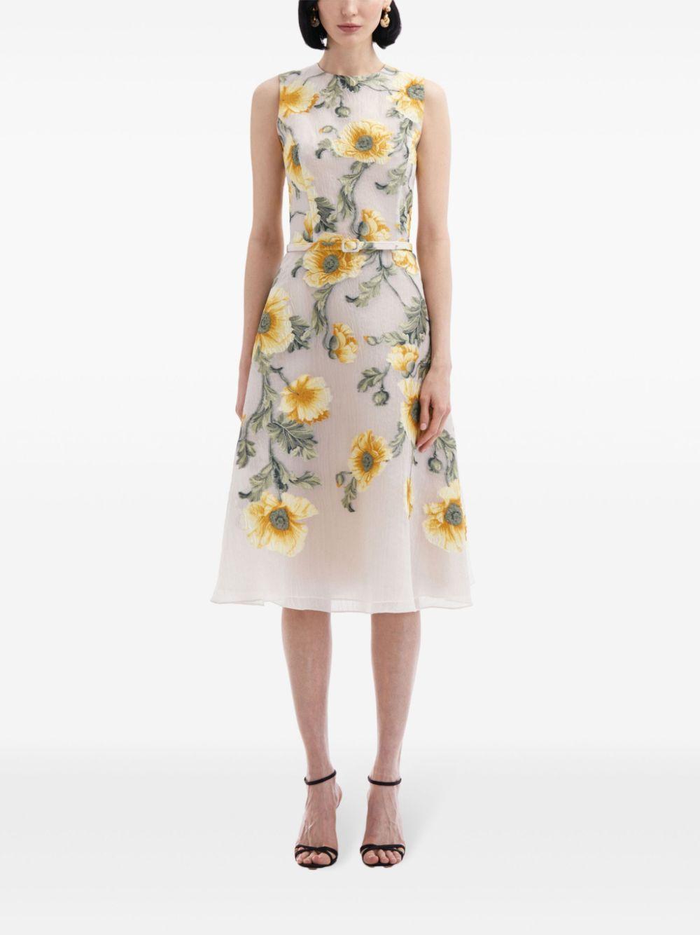 OSCAR DE LA RENTA Degrade Poppy Fil Coupe Dress In Grey Yellow Product Image