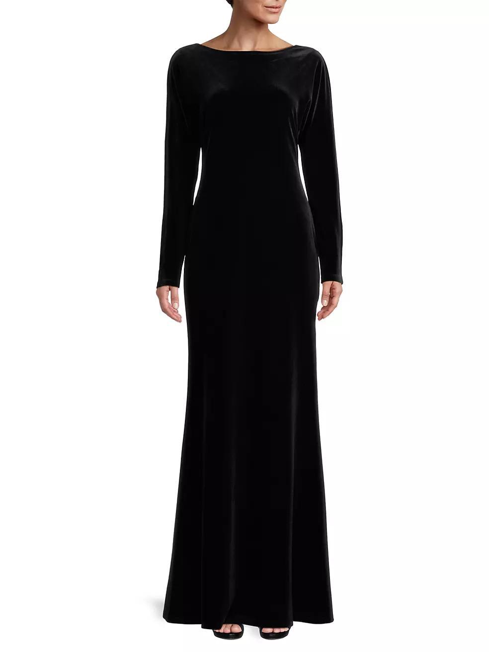 Social Occasion Jewel Back Velvet Gown Product Image