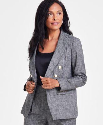 I.n.c. International Concepts Womens Double-Breasted Houndstooth Jacket, Created for Macys Product Image