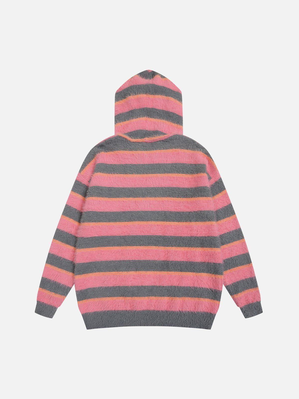 Aelfric Eden Bow Stripe Knit Zip Up Hoodie Product Image