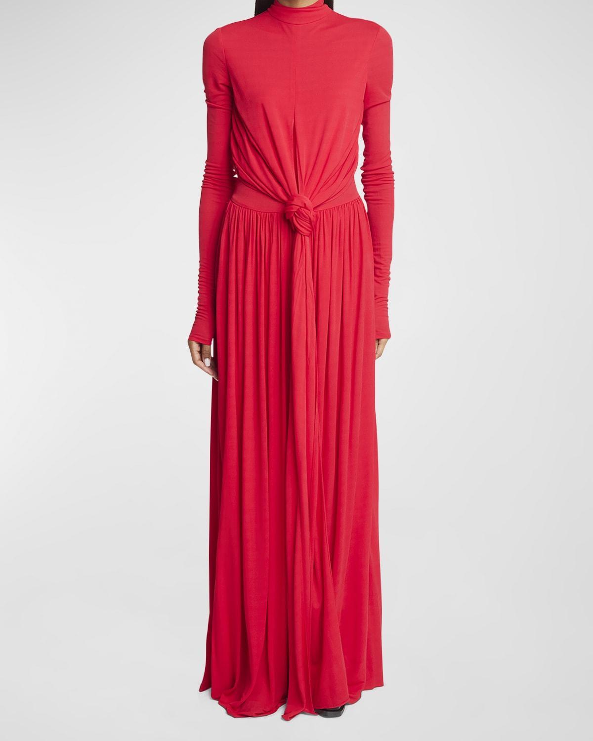 Meret Turtleneck Wrap-Waist Long-Sleeve Maxi Dress Product Image