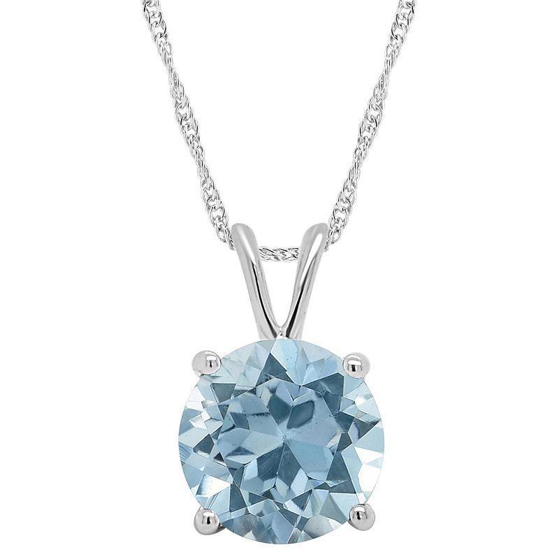 Alyson Layne 14k Gold Round Sky Blue Topaz Pendant Necklace, Womens Product Image