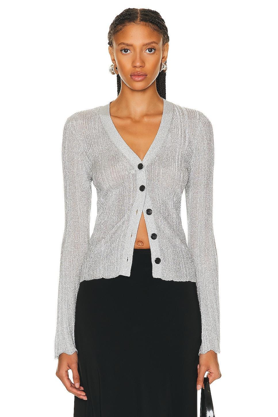 A.L.C. Melanie Cardigan in Mercury - Metallic Silver. Size XS (also in ). Product Image