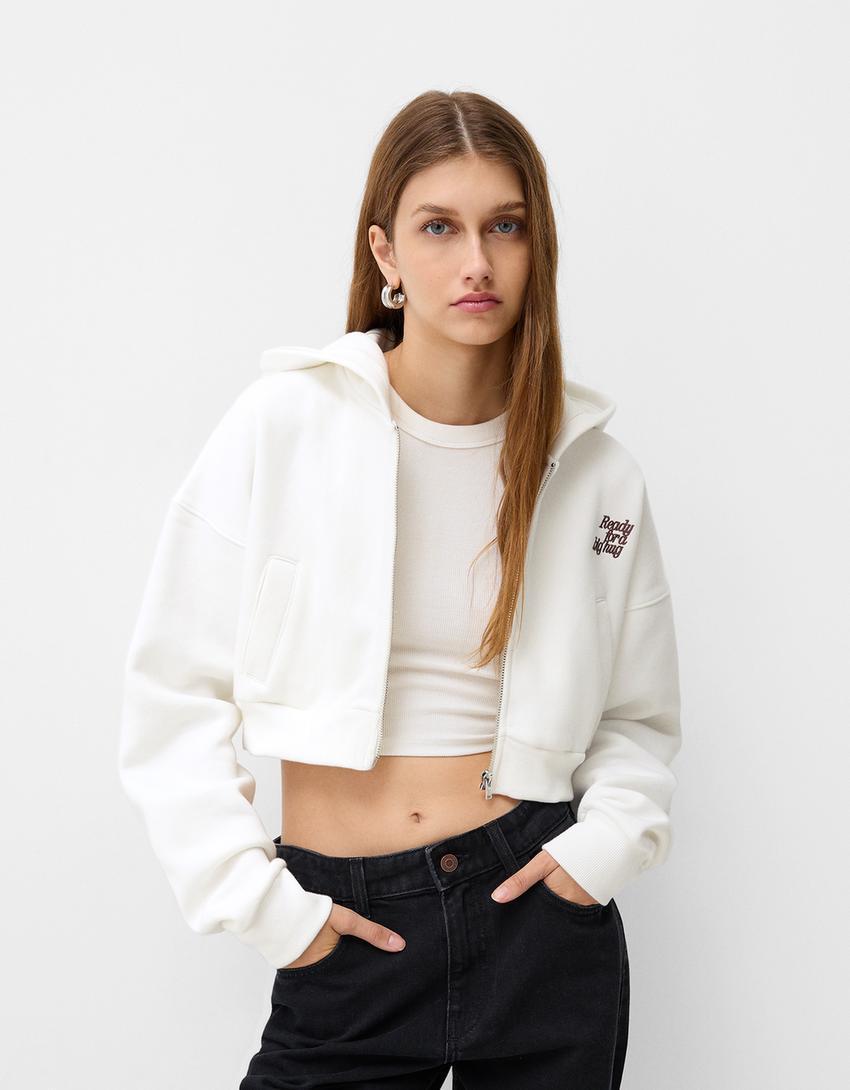 Cropped zip-up hoodie Product Image