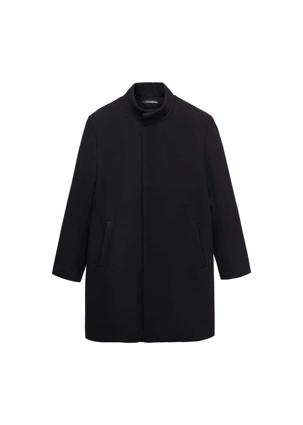 MANGO MAN - Wool funnel neck coat blackMen Product Image