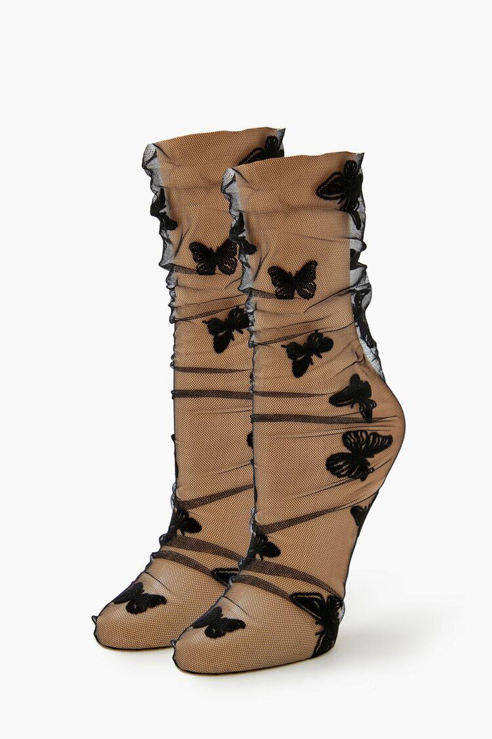 Butterfly Mesh Crew Socks | Forever 21 Product Image