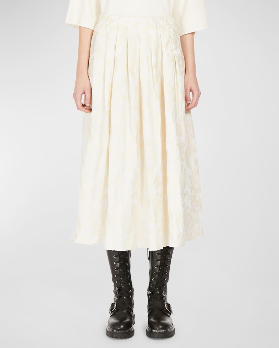 Anzio Pleated Floral Jacquard Midi Skirt product image