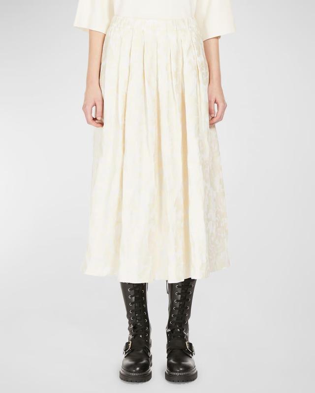 Anzio Pleated Floral Jacquard Midi Skirt Product Image