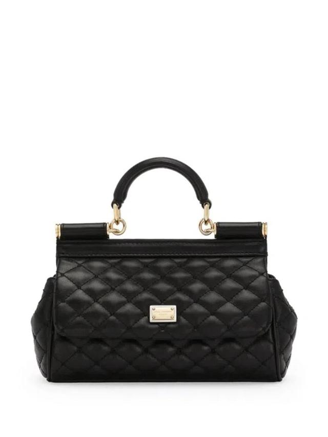 DOLCE & GABBANA Elongated Sicily Quilted Lambskin Crossbody Bag In Black Product Image