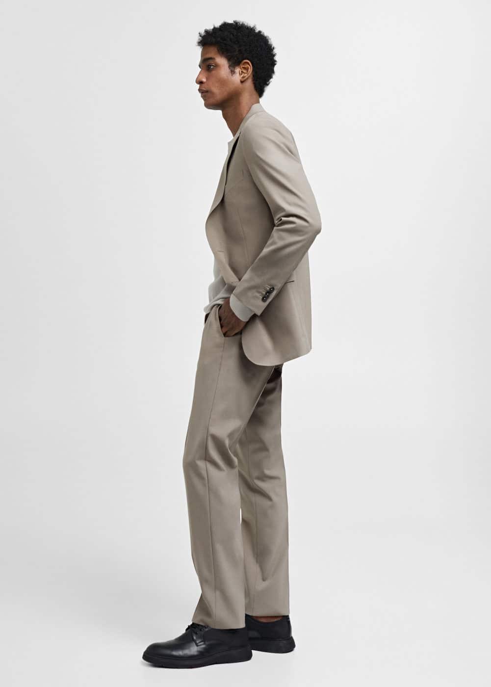 MANGO MAN - Slim fit wool suit pants light/pastel greyMen Product Image