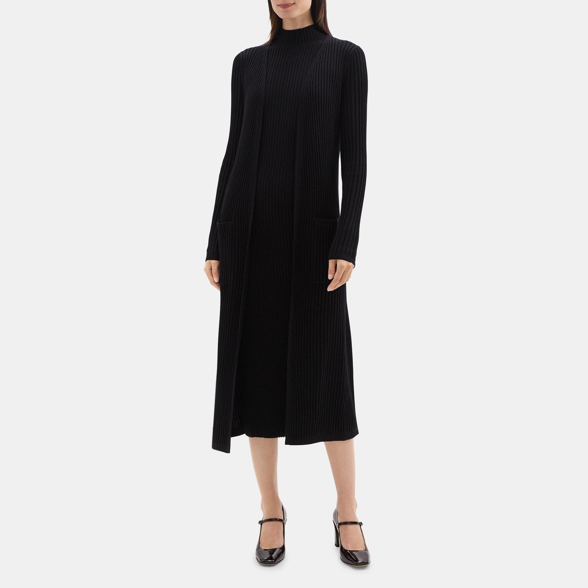 Fine Merino Wool Ribbed Duster Cardigan | Theory Outlet Product Image