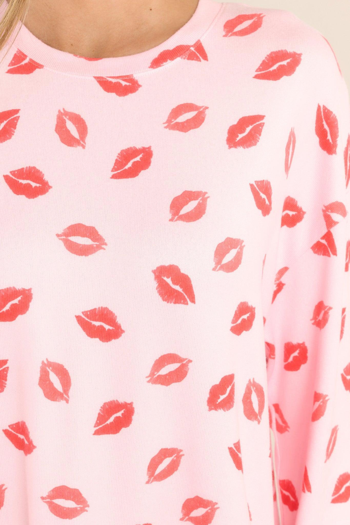 Z Supply Z-Supply Pucker Up Kisses Cotton Candy Long Sleeve Top Pink Product Image