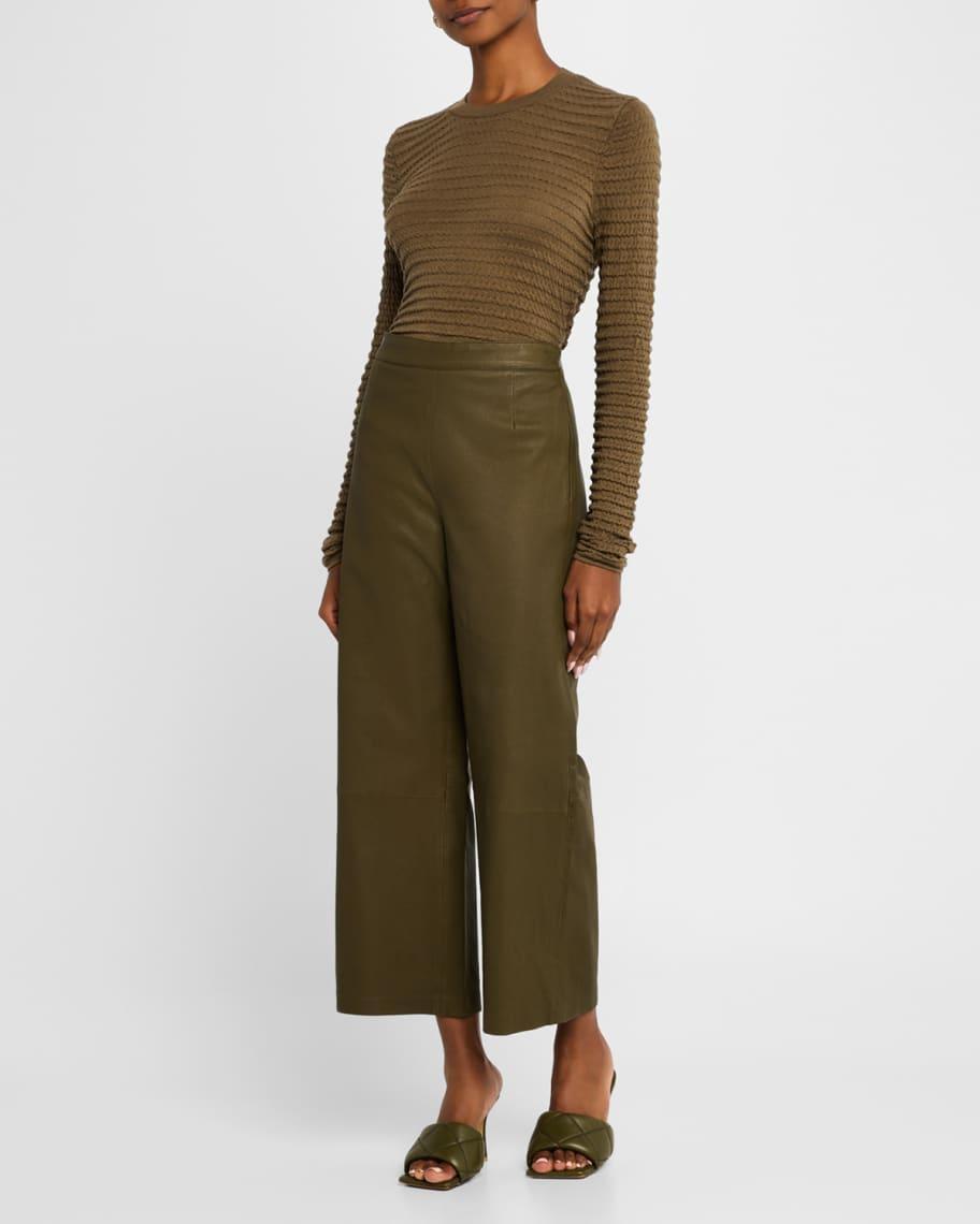 Cropped Wide-Leg Leather Pants Product Image