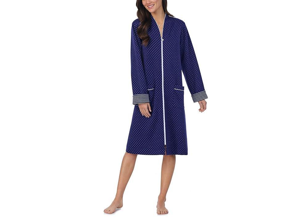 Eileen West Robe Waltz Long Sleeve Zip Front (Navy Print) Women's Robe Product Image