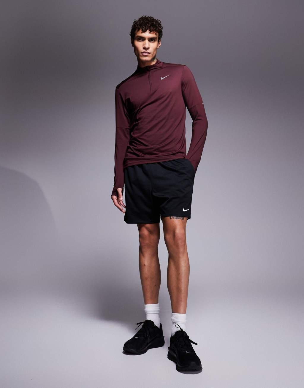 Nike Running Element half zip sweatshirt in burgundy Product Image