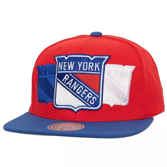 Mens Mitchell & Ness Red New York Rangers Soul Triple Up Snapback Hat Product Image