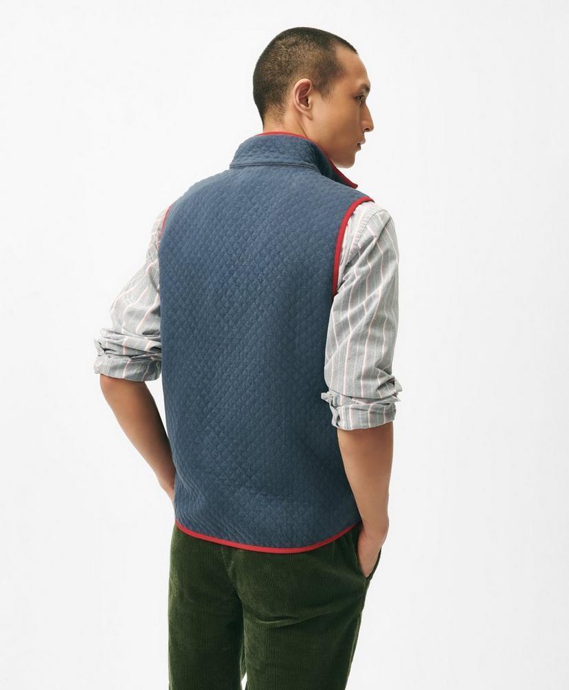 Diamond-Quilted Zip Vest in Cotton Blend Product Image