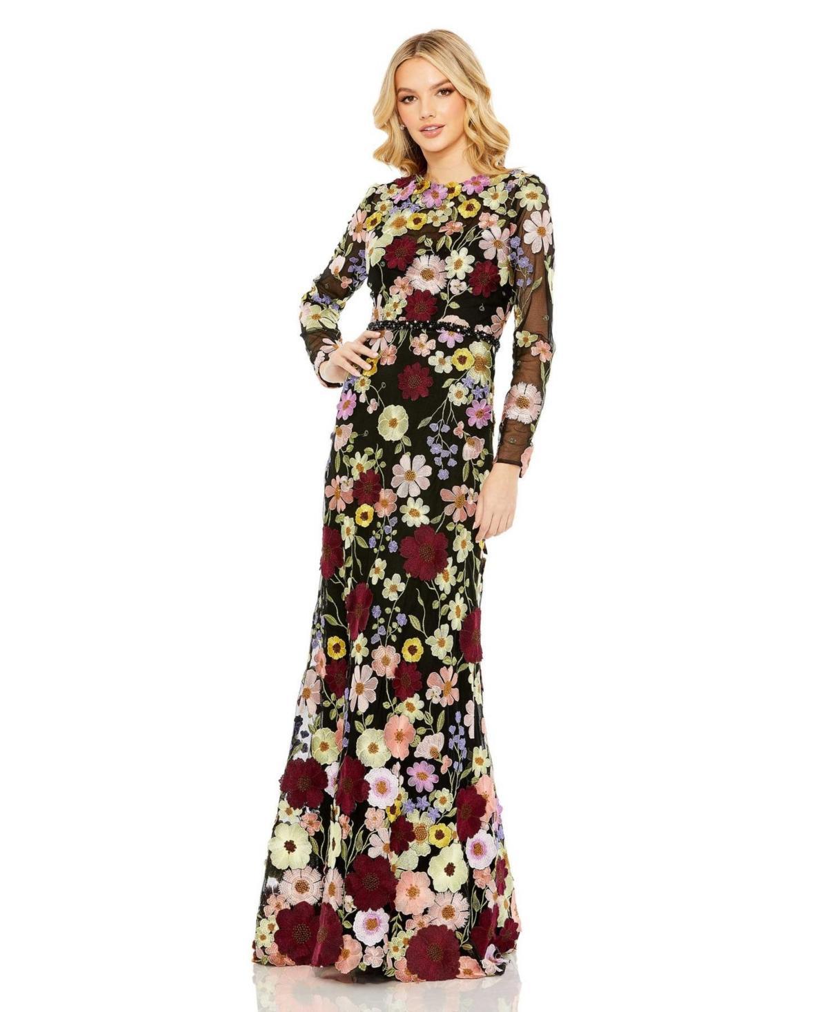 Womens Floral Trumpet Gown Product Image