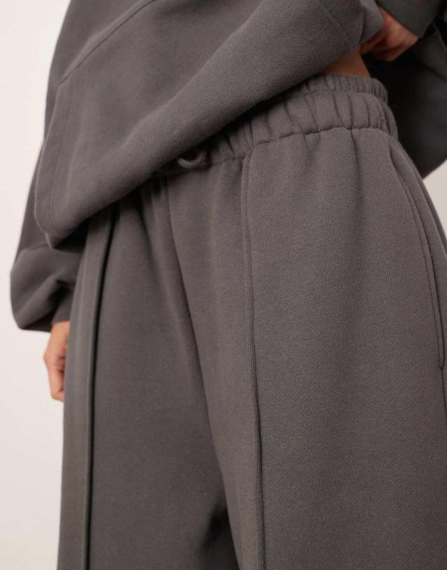 ASOS EDITION premium oversized heavy weight wide leg sweatpants with seam detail in charcoal Product Image