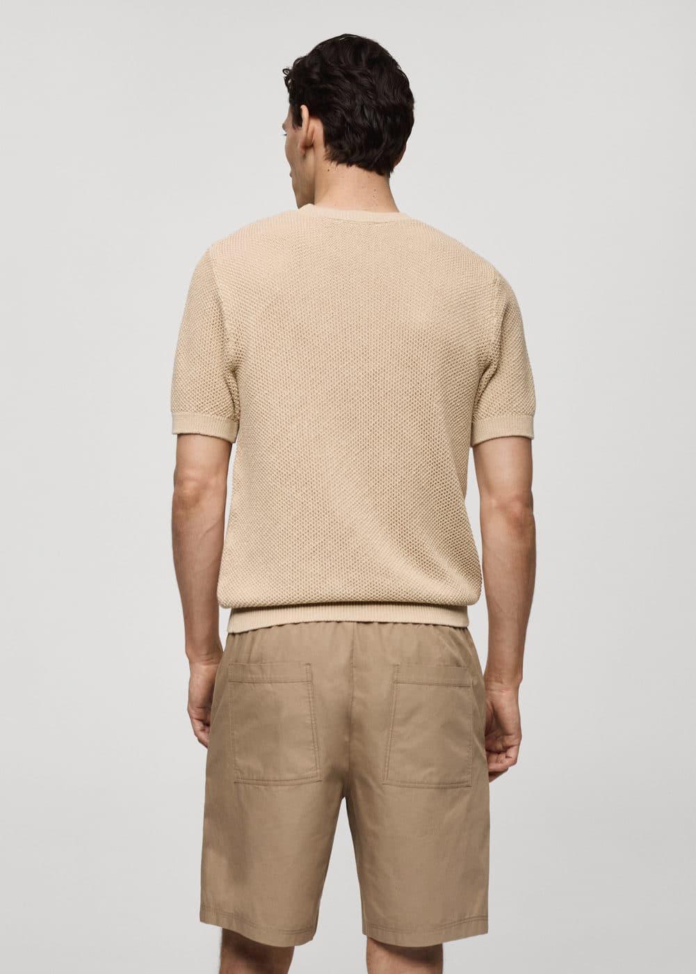 MANGO MAN - Structured cotton knit t-shirt beigeMen Product Image