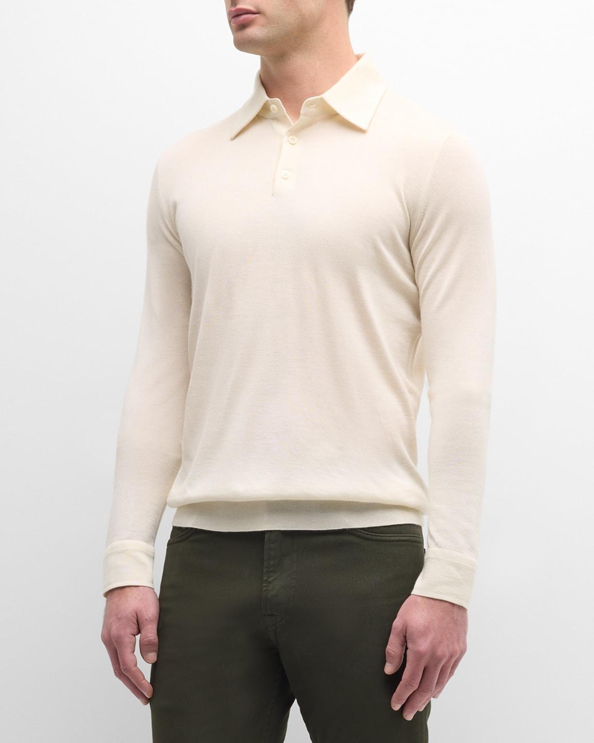 Mens Cashmere-Silk Polo Sweater Product Image