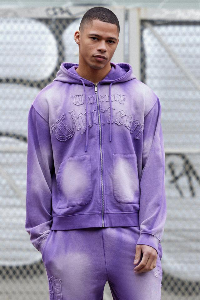 Oversized Sun Bleached 13 Zip Thru Hoodie | boohooMAN USA Product Image