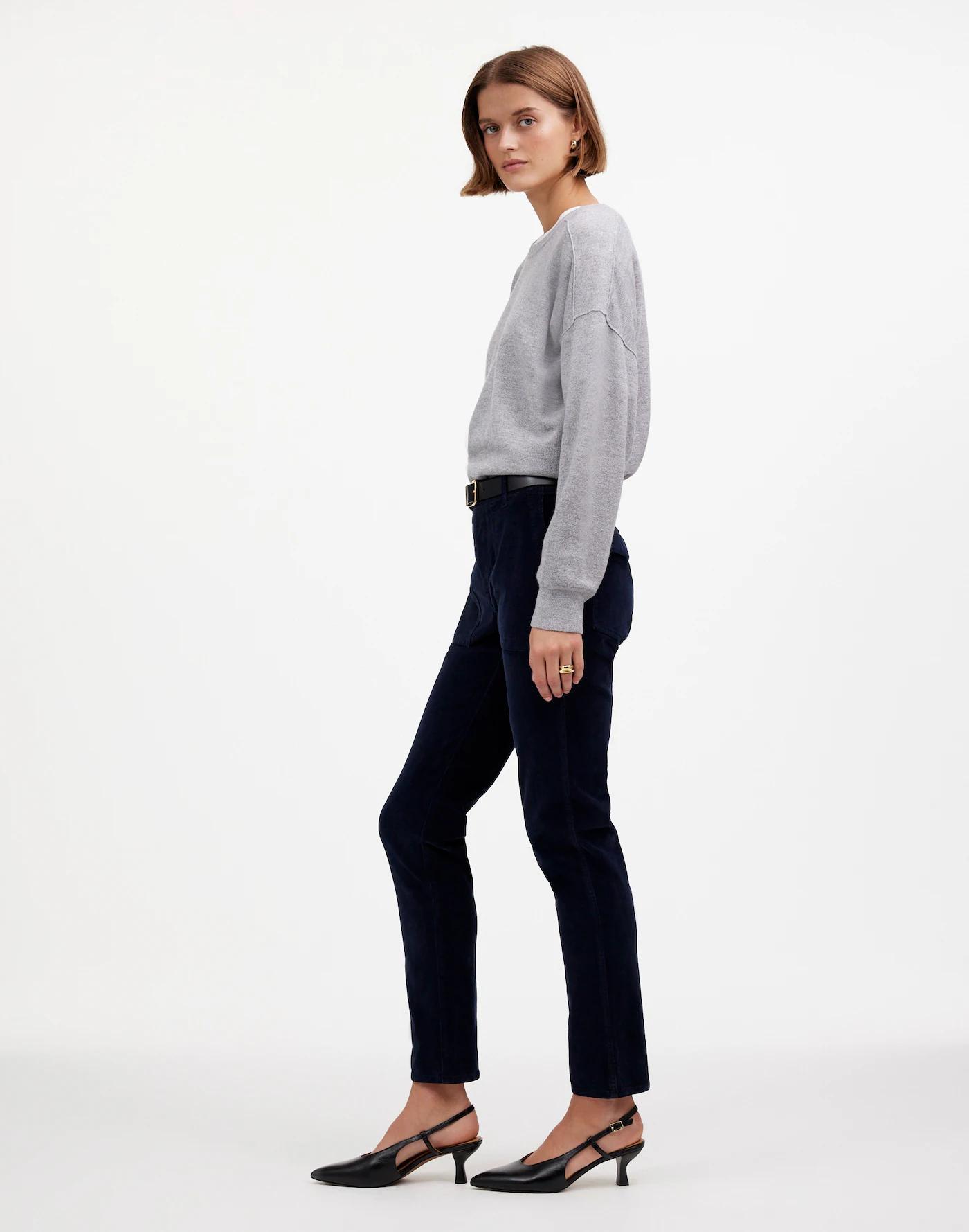 The Petite Slim Straight Trouser Pant in Garment Dye Corduroy Product Image