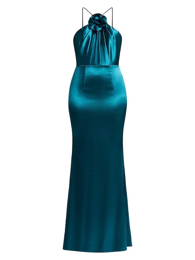 Womens Satin Rosette Appliqu Body-Con Gown Product Image