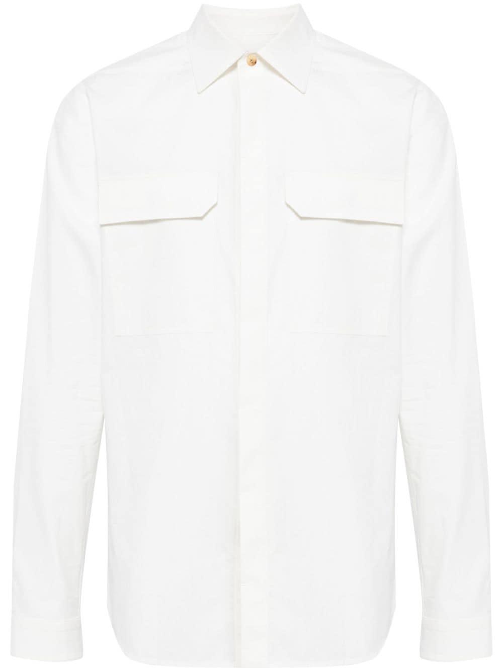 Pointed-collar Cotton Shirt In Milk Product Image