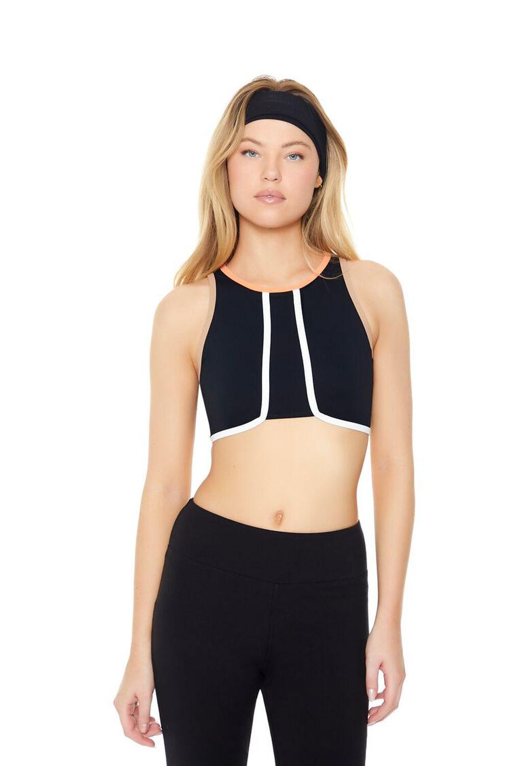 Contrast-Trim Longline Sports Bra | Forever 21 Product Image