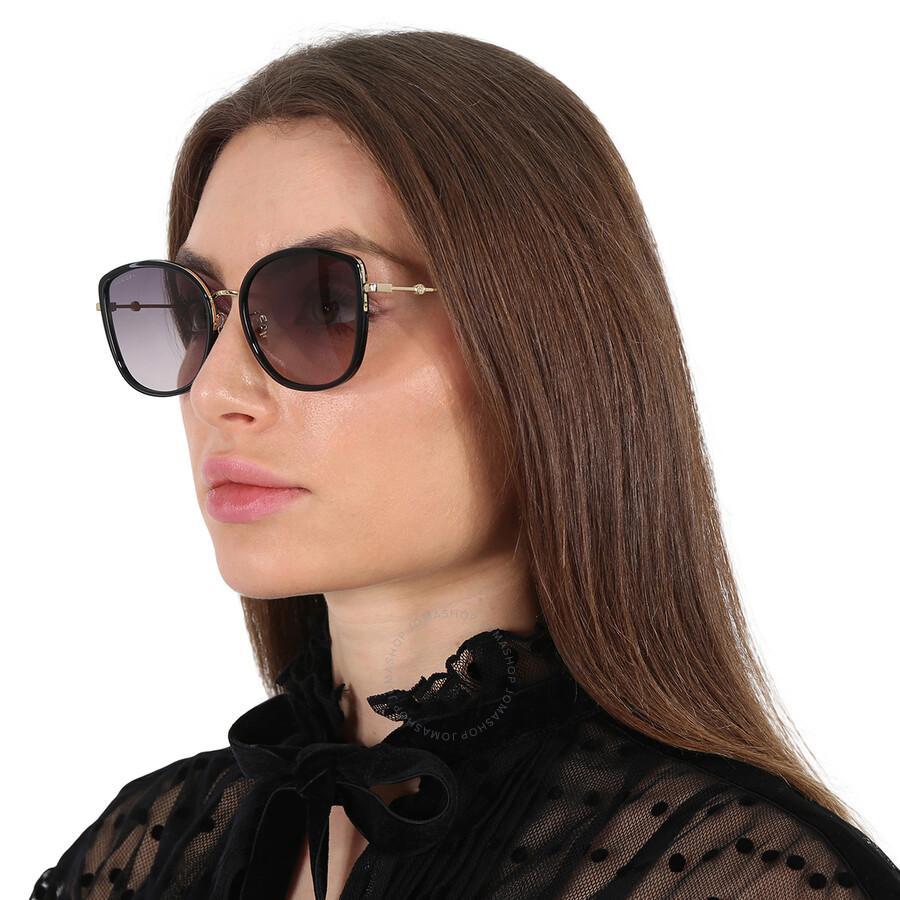 Grey Gradient Cat Eye Ladies Sunglasses Gg0606sk 001 56 In Black / Gold / Grey Product Image