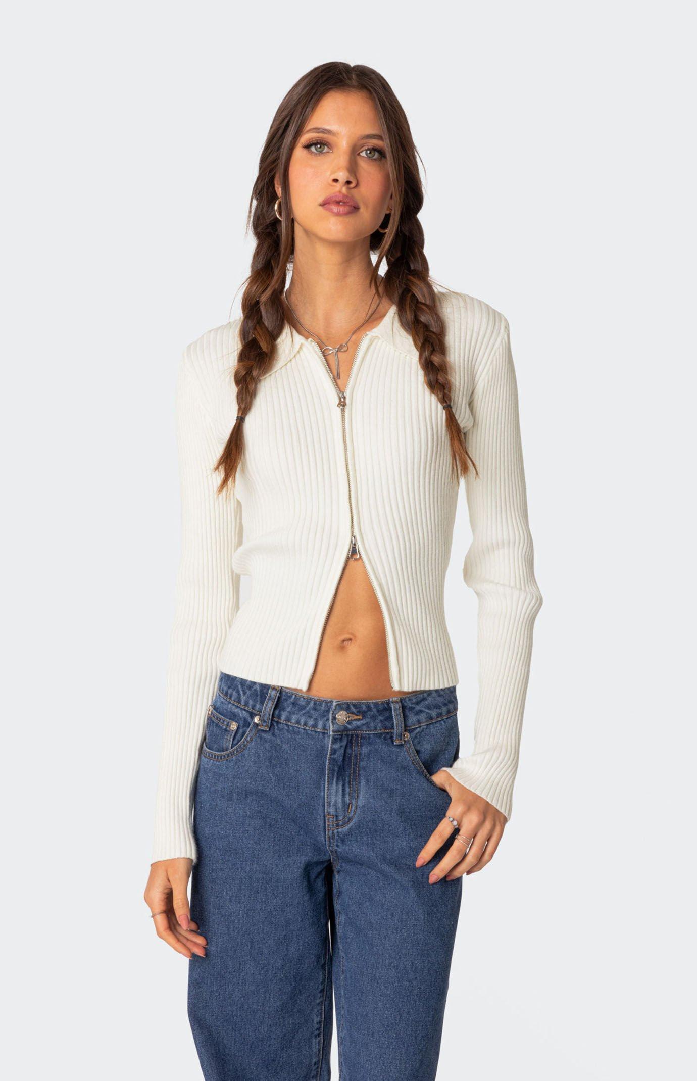 Edikted Women's Cora Knitted Zip Up Cardigan product image